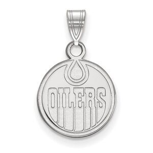 Sterling Silver NHL Edmonton Oilers Small Disc Pendant